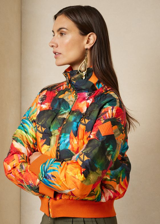 portocaliu multi femei Ralph Lauren jachetă bomber din puf cu imprimeu thelma 046889287
