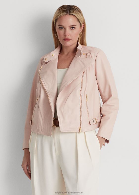 roz deschis femei Ralph Lauren geacă moto din piele de miel 046884602