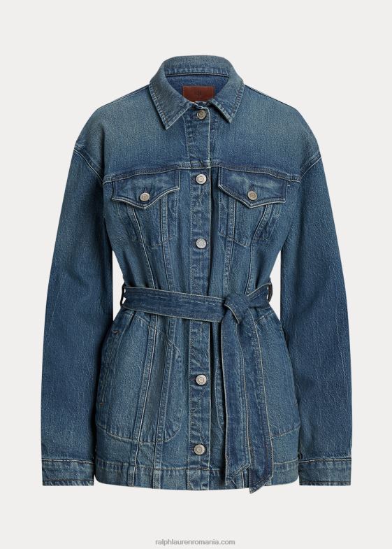 spalarea pasilor femei Ralph Lauren jachetă de câmp din denim cu centură 046884368