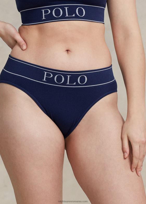 marina femei Ralph Lauren slip cu talie înaltă fără cusături cu logo 046883381