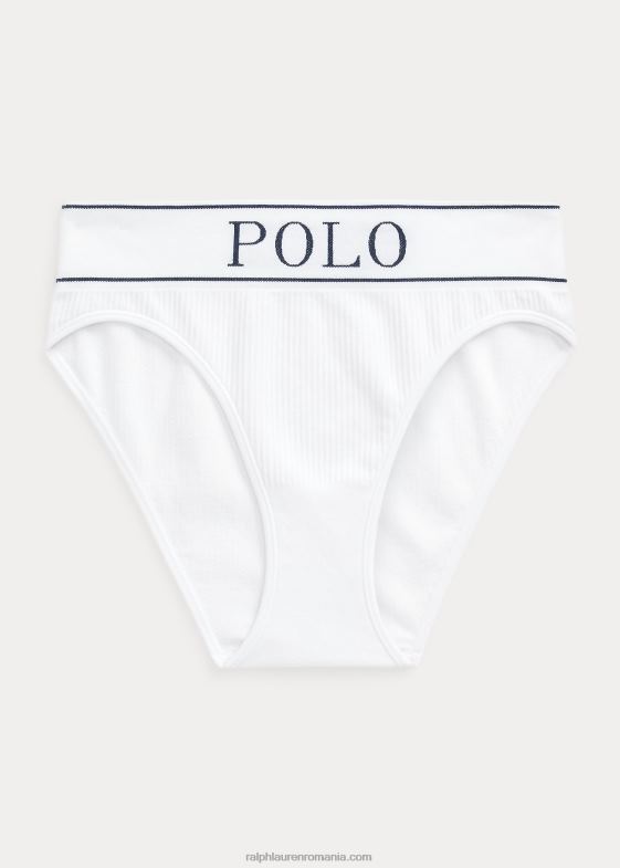 nor alb femei Ralph Lauren slip cu talie înaltă fără cusături cu logo 046883382