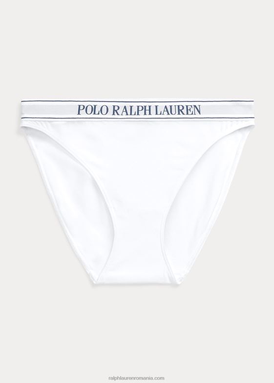 nor alb femei Ralph Lauren slip de bikini cu logo repetat 046883378