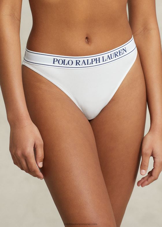 nor alb femei Ralph Lauren slip de bikini cu logo repetat 046883378