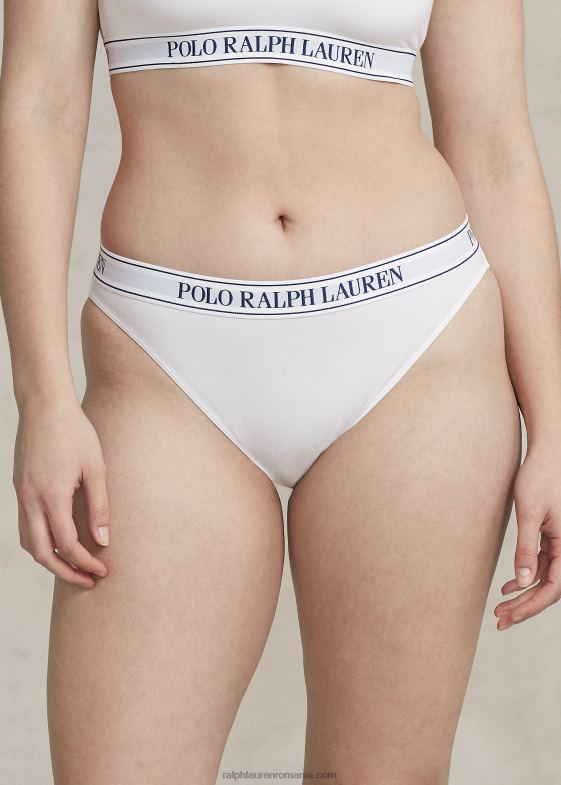 nor alb femei Ralph Lauren slip de bikini cu logo repetat 046883378