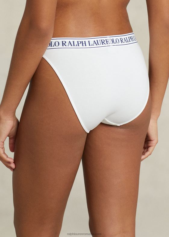 nor alb femei Ralph Lauren slip de bikini cu logo repetat 046883378