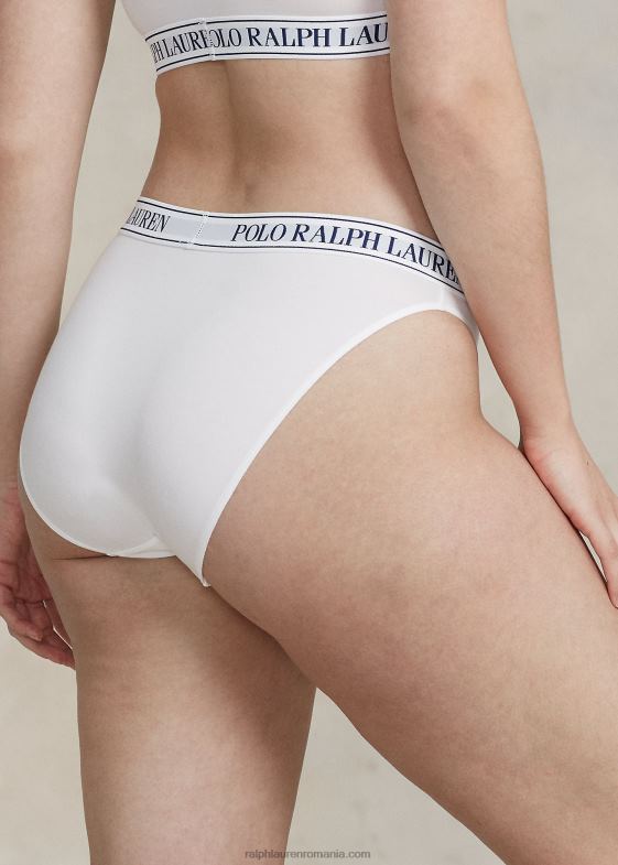 nor alb femei Ralph Lauren slip de bikini cu logo repetat 046883378
