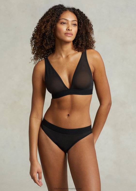 onix femei Ralph Lauren slip de bikini cu talie joasă din plasă 046883373