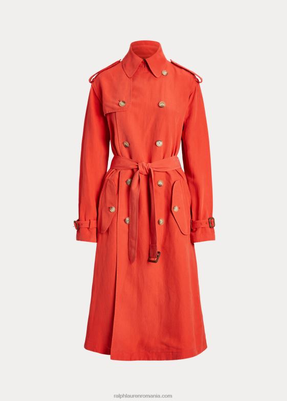 kona portocaliu femei Ralph Lauren trenci din amestec de mătase 046883131