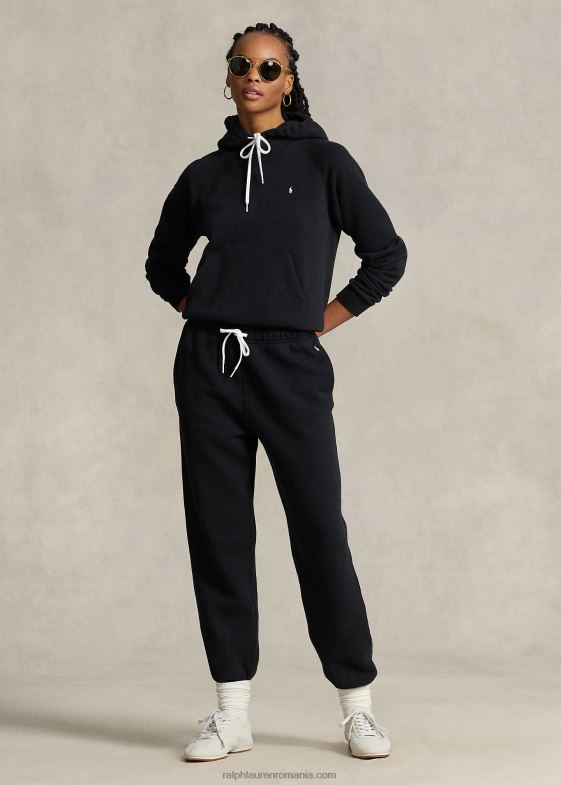negru femei Ralph Lauren pantalon atletic fleece 046889110