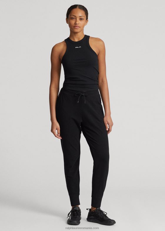 negru femei Ralph Lauren pantaloni de jogger din jerseu de performanta 046883765