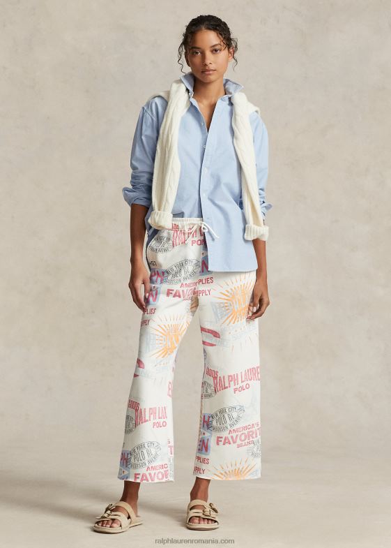 nevis femei Ralph Lauren pantaloni atletici la glezne din fleece cu logo 046889196