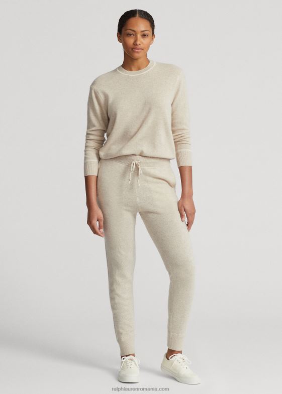 nisip heather femei Ralph Lauren pantalon de jogger din cașmir 046883744