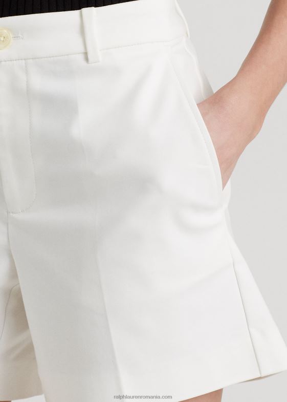 alb femei Ralph Lauren scurtă plisată din bumbac elastic 046883893