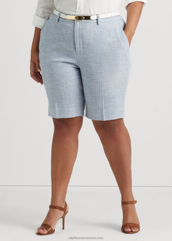 albastru/crem multi femei Ralph Lauren scurt din amestec de in 046884600