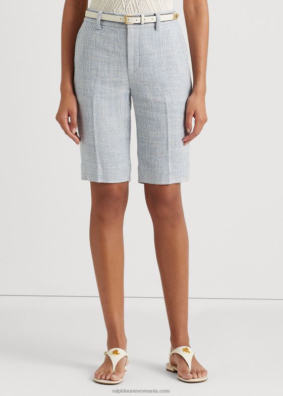 albastru deschis/crem multi femei Ralph Lauren scurt din amestec de in 046883987