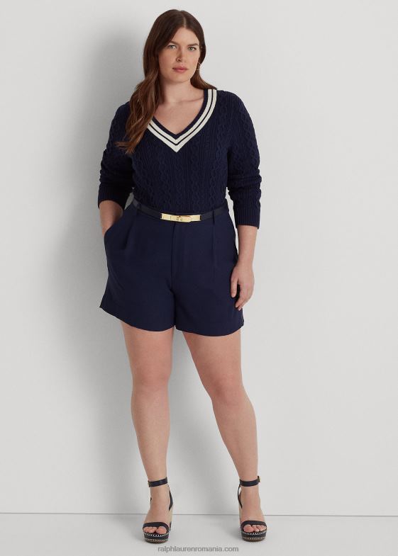 marina rafinată femei Ralph Lauren scurt georgette plisat 046884614