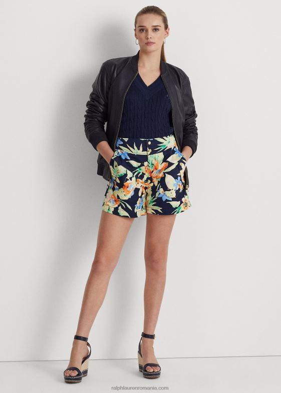 navy multi femei Ralph Lauren shantung floral scurt 046884874