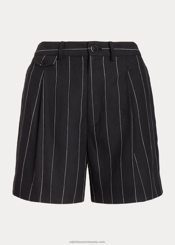 negru/crem femei Ralph Lauren scurtă cu dungi plisate din in 046883879