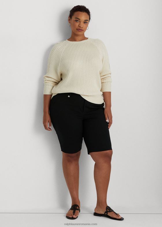 negru femei Ralph Lauren scurtă din twill bi-stretch 046884734