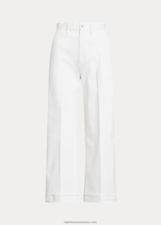 alb cald femei Ralph Lauren pantalon chino cu picioare largi 046882882