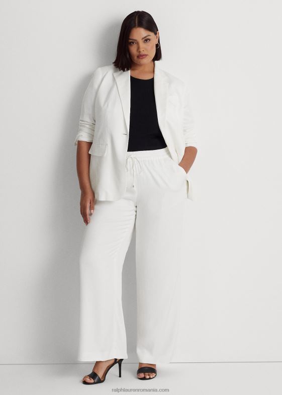 alb femei Ralph Lauren pantaloni largi din twill 046884576