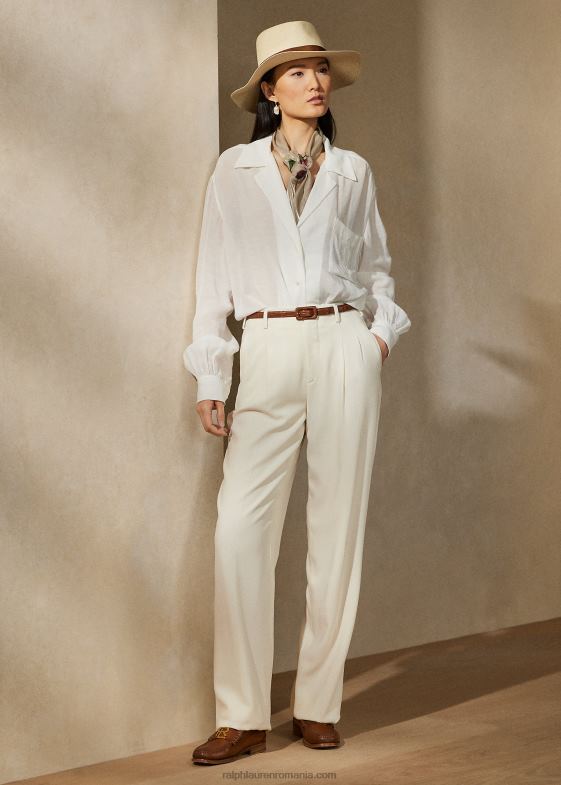 cremă femei Ralph Lauren pantalon din gabardină de lână acklie 046889276