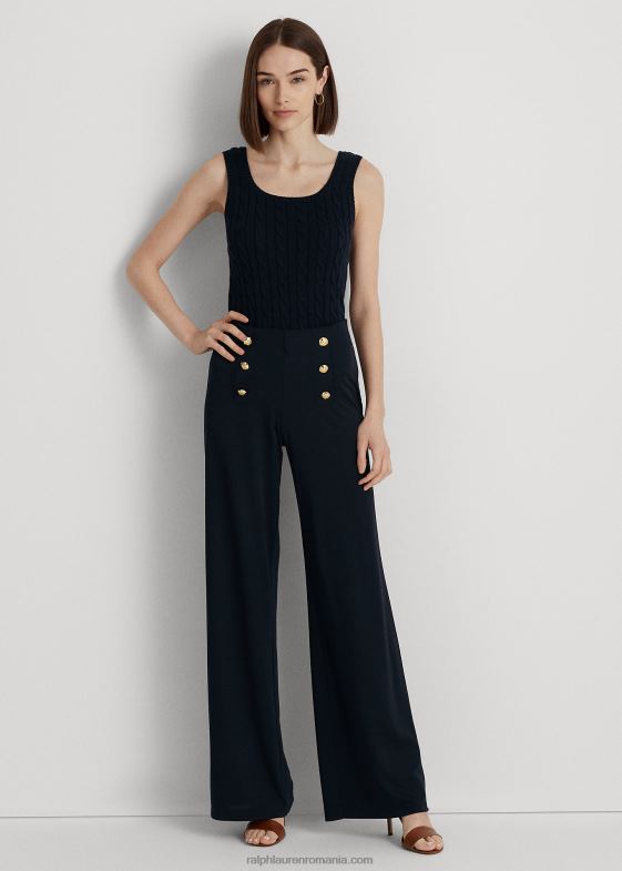marina femei Ralph Lauren pantaloni largi din jerseu stretch 046889157