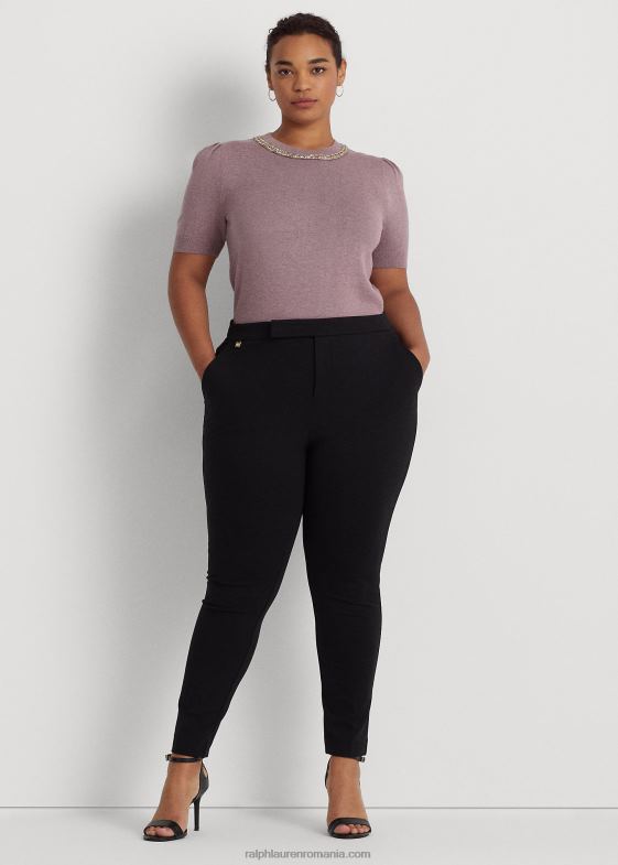 negru femei Ralph Lauren pantalon drept ponte 046884722