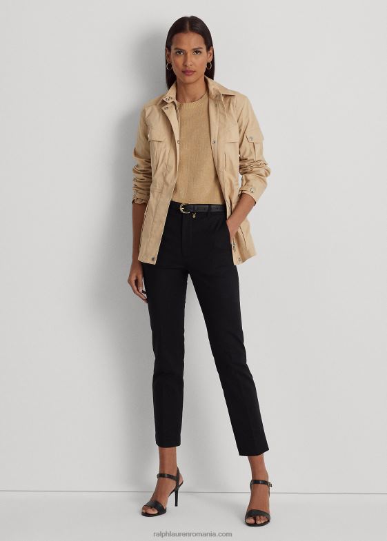 negru femei Ralph Lauren pantalon dublu din bumbac elastic 046889587