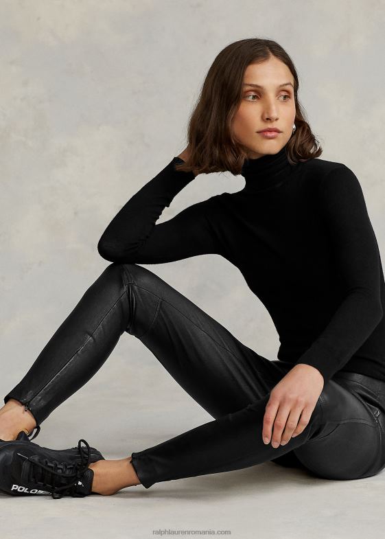 negru femei Ralph Lauren pantalon skinny din piele 046883342