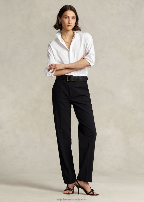negru femei Ralph Lauren pantalon stretch cu picioare drepte 046884756