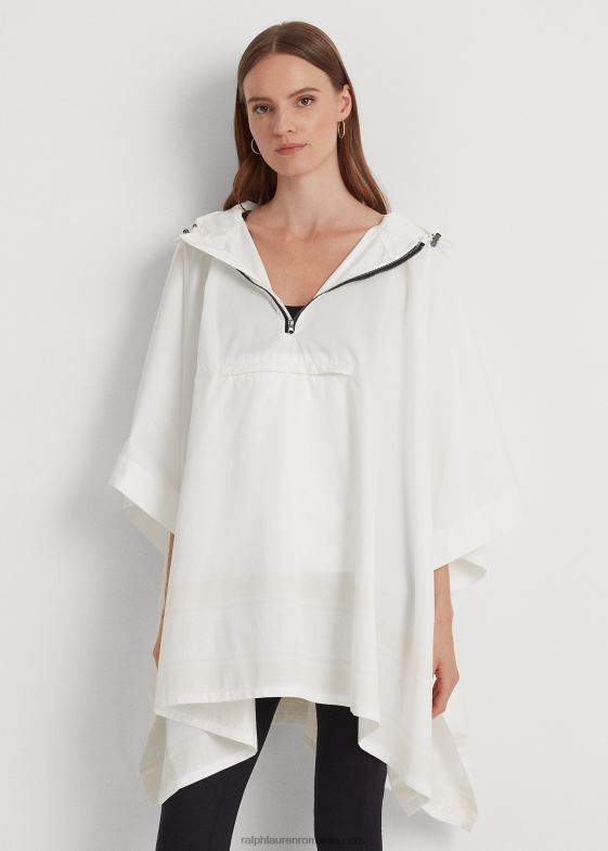 alb de mătase femei Ralph Lauren poncho de ploaie ambalabil cu imprimeu logo 046884119
