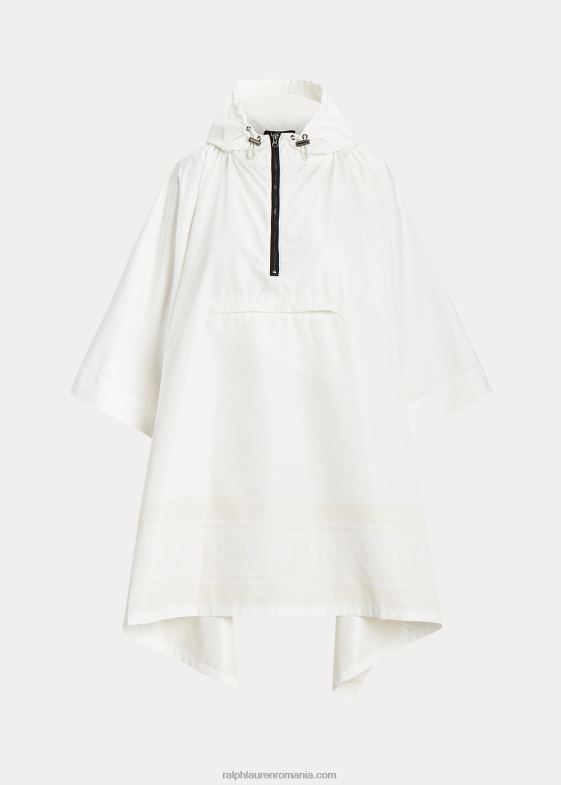 alb de mătase femei Ralph Lauren poncho de ploaie ambalabil cu imprimeu logo 046884119