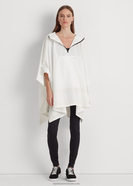 alb de mătase femei Ralph Lauren poncho de ploaie ambalabil cu imprimeu logo 046884119