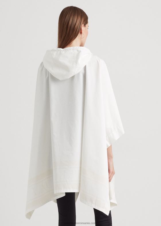 alb de mătase femei Ralph Lauren poncho de ploaie ambalabil cu imprimeu logo 046884119