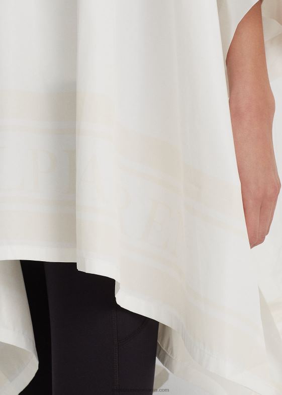 alb de mătase femei Ralph Lauren poncho de ploaie ambalabil cu imprimeu logo 046884119