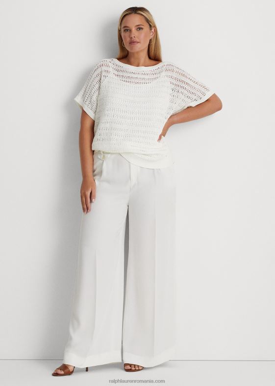 alb femei Ralph Lauren pulover cu mânecă scurtă din plasă de bumbac 046884539