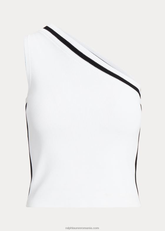 alb negru femei Ralph Lauren pulover decupat pe un umăr bicolor 046883903