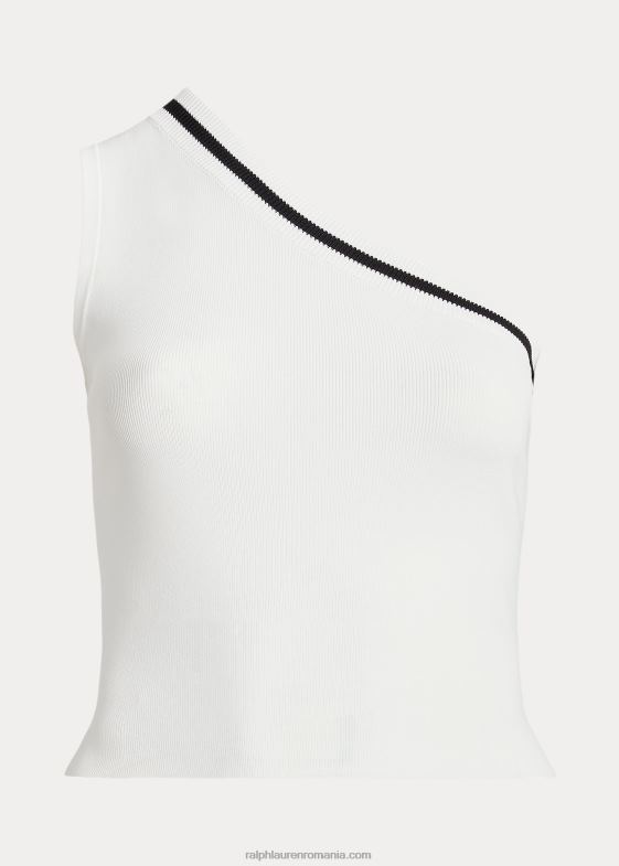 alb negru femei Ralph Lauren pulover decupat pe un umăr bicolor 046884544