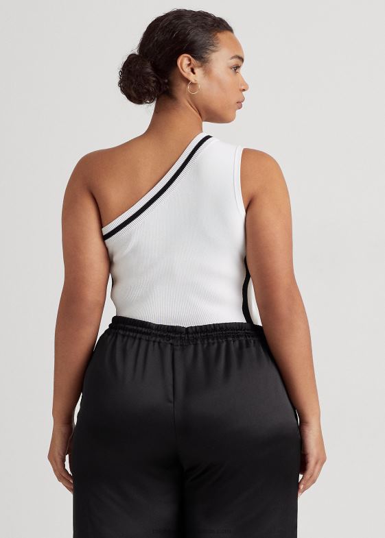 alb negru femei Ralph Lauren pulover decupat pe un umăr bicolor 046884544