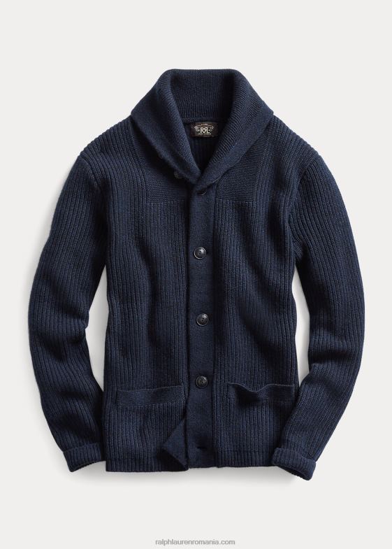 albastru negru femei Ralph Lauren cardigan cu guler șal din cașmir 046883607