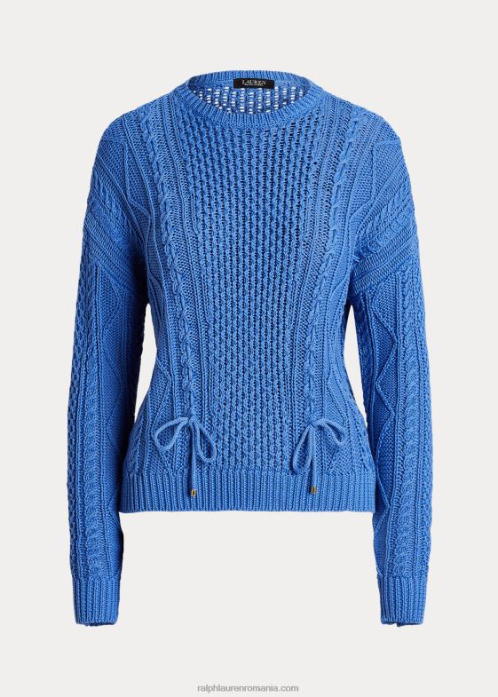 albastru noua anglie femei Ralph Lauren pulover din bumbac împletit cu șireturi 046889549