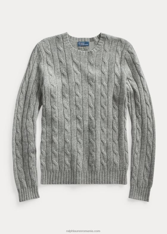 batalion grey heather femei Ralph Lauren pulover din cașmir din tricot cablu 046889121