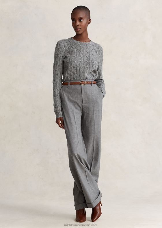 batalion grey heather femei Ralph Lauren pulover din cașmir din tricot cablu 046889121
