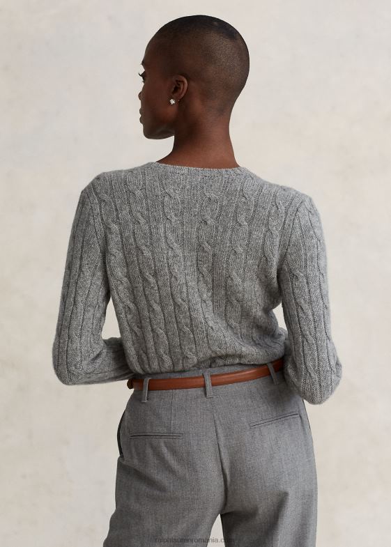 batalion grey heather femei Ralph Lauren pulover din cașmir din tricot cablu 046889121