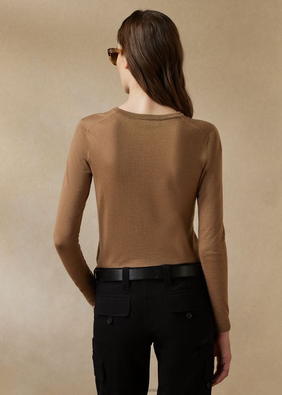 cămilă femei Ralph Lauren pulover de cașmir cu decolteu 046889350