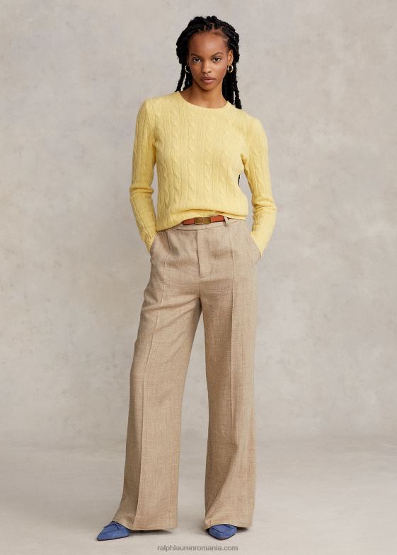cad galben femei Ralph Lauren pulover din cașmir din tricot cablu 046889116