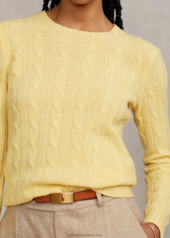 cad galben femei Ralph Lauren pulover din cașmir din tricot cablu 046889116