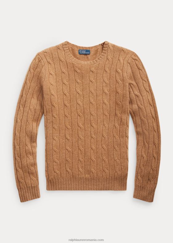 colecție camel melange femei Ralph Lauren pulover din cașmir din tricot cablu 046889120
