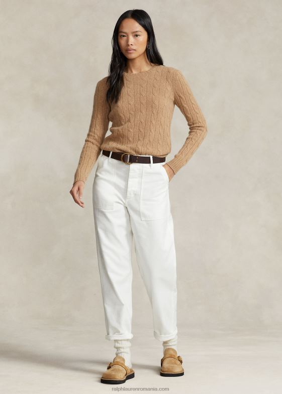 colecție camel melange femei Ralph Lauren pulover din cașmir din tricot cablu 046889120